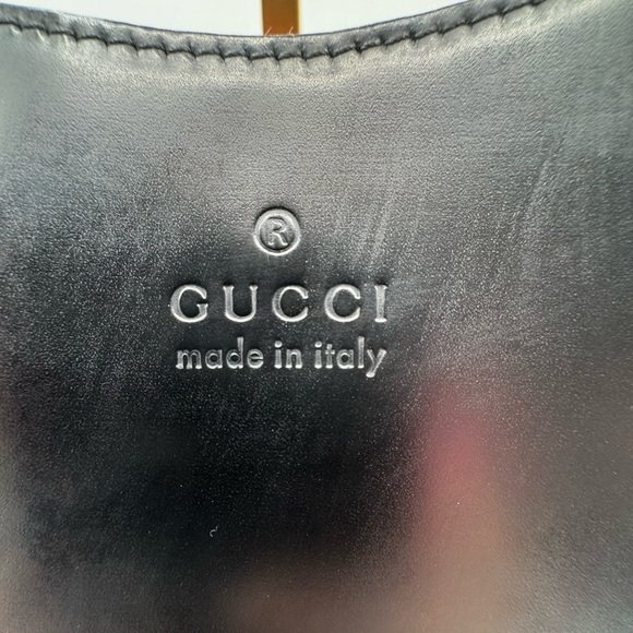 Authentic Gucci Black With  Red Bamboo Handle Shoulder Bag With Hobo Silhouette - Picture 4 of 17